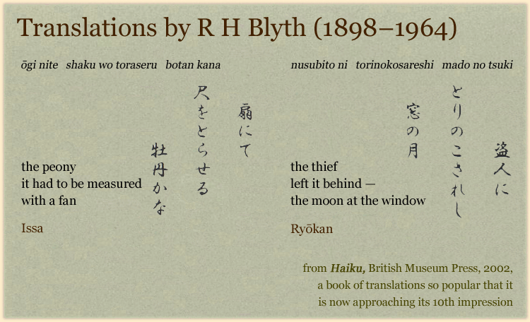 Translations by R H Blyth (1898-1964)